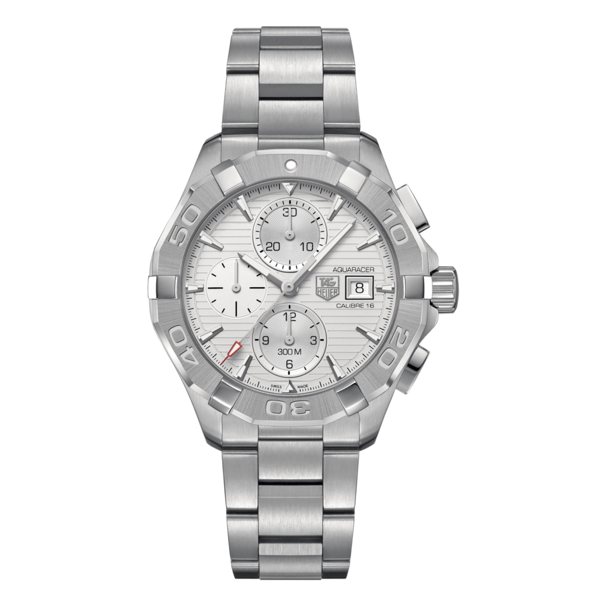CAY2111.BA0927_SOLDAT-e1605798329578.png TAG Heuer Aquaracer Calibre 16 Automatic Mens Silver Steel Chronograph White 43mm - Imagen 1