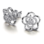 Aros Jolie Fleur Oro blanco 18 kts brillante