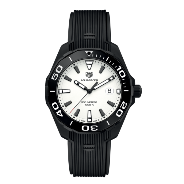 TAG Heuer Aquaracer Quartz Mens White Rubber Watch