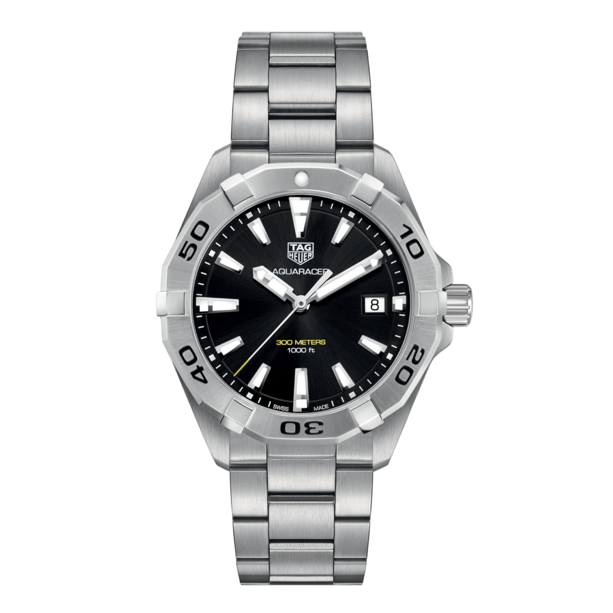 TAG Heuer Aquaracer Quartz Mens Black Steel Watch 41mm - Imagen 1
