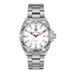 TAG Heuer Aquaracer Quartz Mens White Steel Watch 41mm