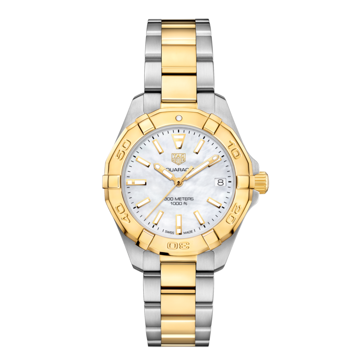TAG Heuer Aquaracer Quartz Ladies Mother of Pearl Steel & Yellow Gold Coating Watch 32mm - Imagen 1