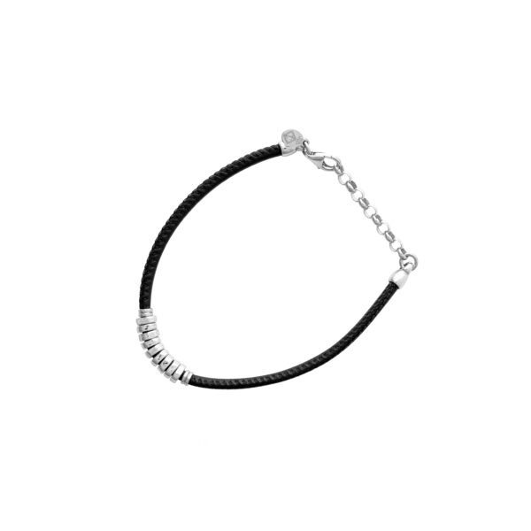 Pulsera de caucho y plata 900, 18 cms