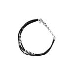 Pulsera de plata 900 y cuero, 18 cms