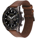 MOVADO Heritage Chronograph Black Dial Men's Cuero Coñac - Imagen 2
