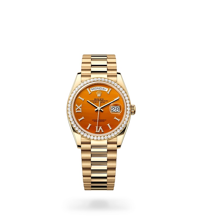 Day‑Date 36Oyster, 36 mm, oro amarillo y diamantes