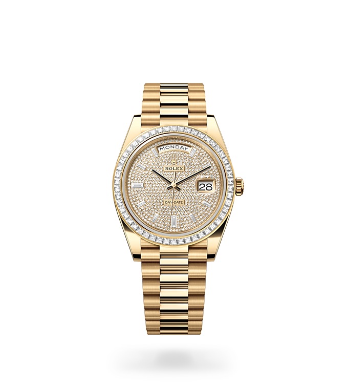 Day‑Date 40Oyster, 40 mm, oro amarillo y diamantes