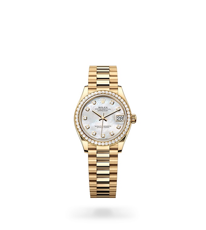 Datejust 31Oyster, 31 mm, oro amarillo y diamantes