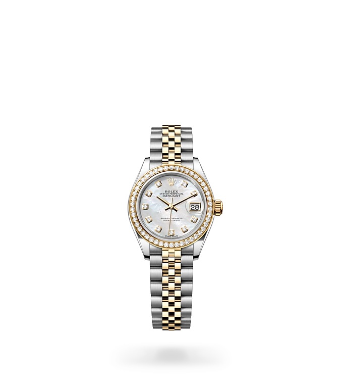 Lady‑DatejustOyster, 28 mm, acero Oystersteel, oro amarillo y diamantes