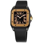 Cartier Santos 100 Acero ADLC y Oro Rosa con Brazalete de Tela Voile M