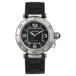 Cartier Pasha Seatimer 40mm Acero y Caucho Auto Esfera Negro