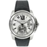 Cartier Calibre 42mm Acero y Cuero Negro Fondo Blanco Automático