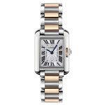 Cartier Tank Anglaise SM Acero y Oro Rosa Cuarzo Fondo Gris