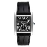 Cartier Tank MC Acero y Cuero Negro con Fondo Negro