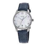 Gucci G-Timeless Madre Perla con Correa de Cuero Azul