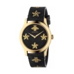 Gucci G-Timeless Dorado con Cuero Negro