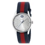 Gucci G-Timeless 38mm con Correa de Tela Azul y Roja