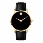 Movado Museum Classic Dorado 40mm con Cuero Negro