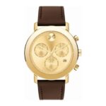 Movado BOLD 42mm Dorado con Cuero Marrón