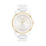 Movado BOLD Verso en Ceramica Blanca y Dorado 42mm