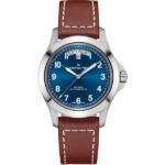 Khaki Field King Day-Date con Brazalete de Cuero y Esfera Azul 40mm