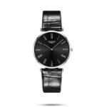 Longines La Grande Classique en Acero con Esfera Negra y Correa de Cuero Negra 37mm