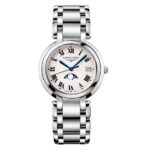 Longines PrimaLuna Moonphase en Acero con Esfera Blanca 34mm