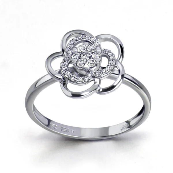 Anillo Jolie Fleur Oro blanco 18 kts brillante