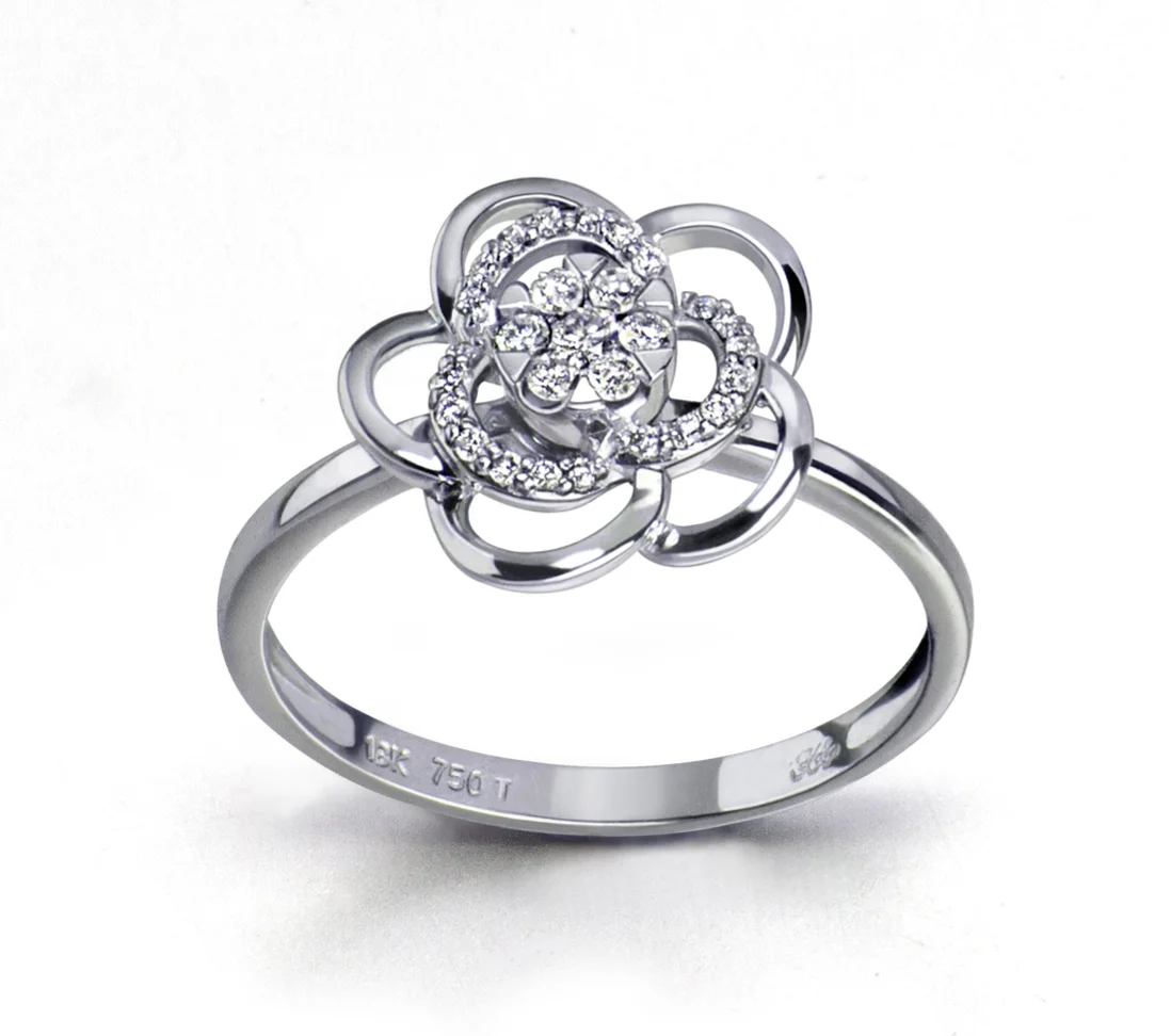 Anillo Jolie Fleur Oro blanco 18 kts brillante - Imagen 1