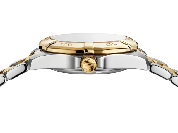 TAG Heuer Aquaracer Quartz Ladies Mother of Pearl Steel & Yellow Gold Coating Watch 32mm - Imagen 4