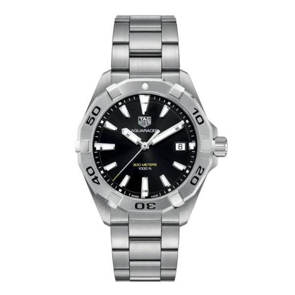 TAG Heuer Aquaracer Quartz Mens Black Steel Watch 41mm