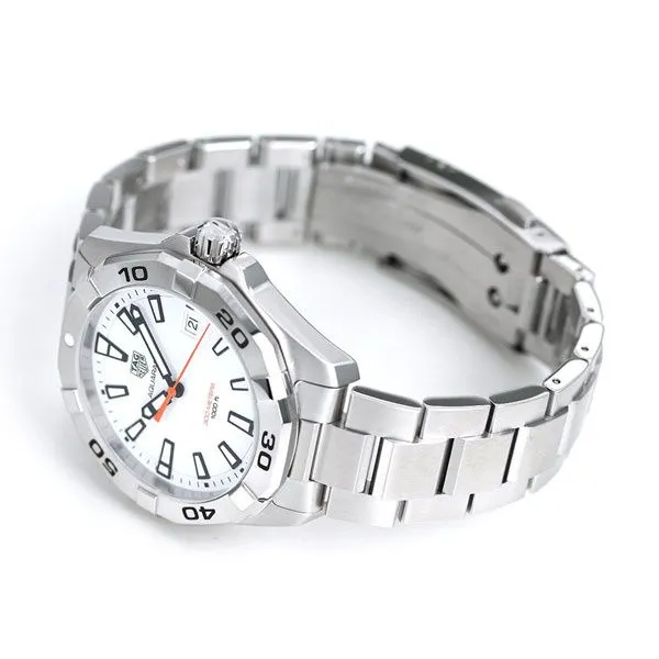 TAG Heuer Aquaracer Quartz Mens White Steel Watch 41mm - Imagen 2