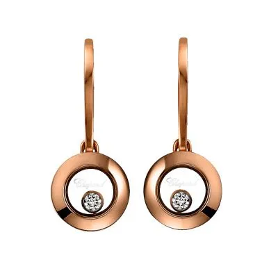 Aros Chopard 7 Chopard Happy Diamonds Iconos Oro rosa Pendientes de diamantes - Imagen 1