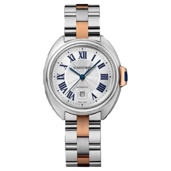 Cartier Clé 40mm Acero y Oro Rosa Automático Esfera Blanca