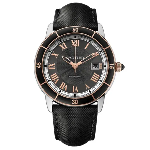 Cartier Rondé Croisiere 42mm Acero y Oro Rosa con Correa de Tela Negra - Imagen 1