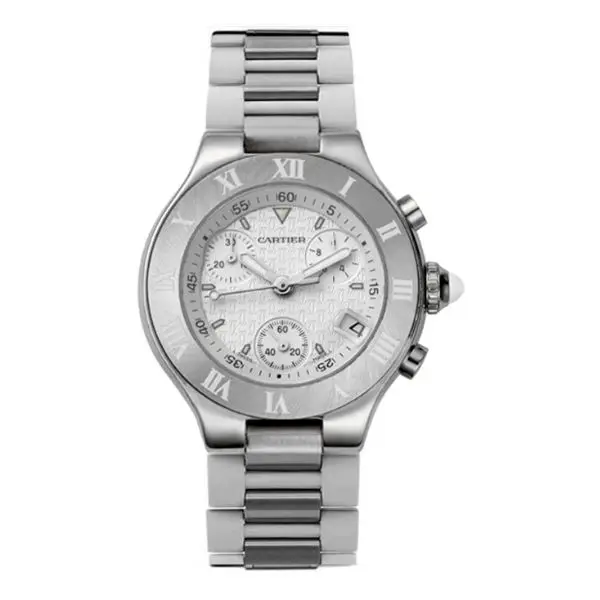 Cartier Chronoscaph 31mm Acero y Caucho Blanco Fondo Blanco